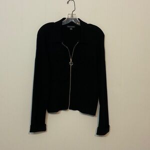 Saks 5th Avenue Black Zip-Up Sweater